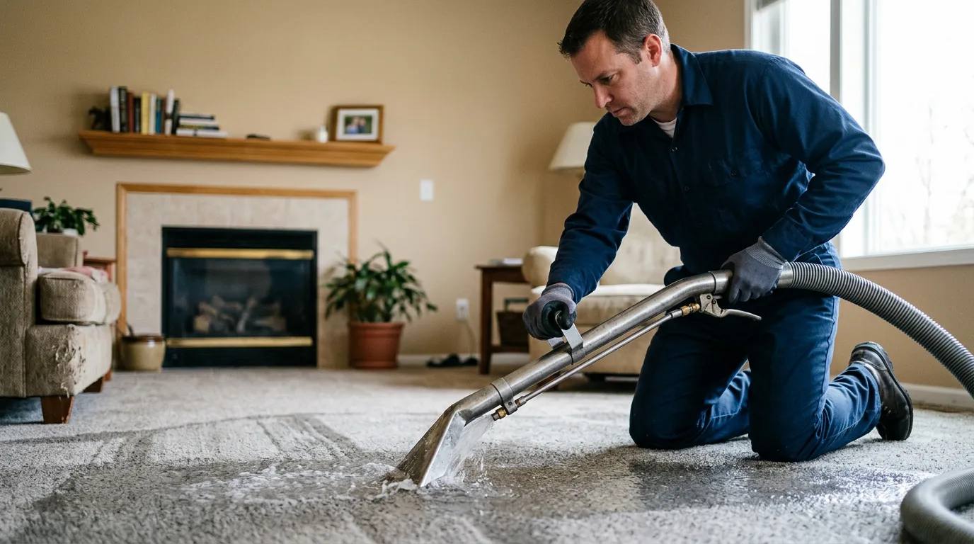 Water damage restoration technician working near Highland, NY